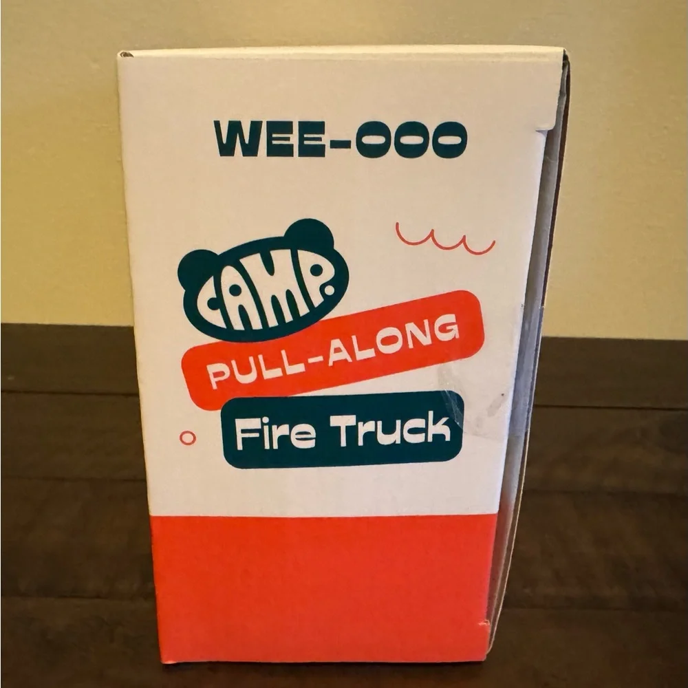 NWT Wooden Pull Along Fire Truck w/ Colorful Wooden Stackable Pieces / Camp Toys